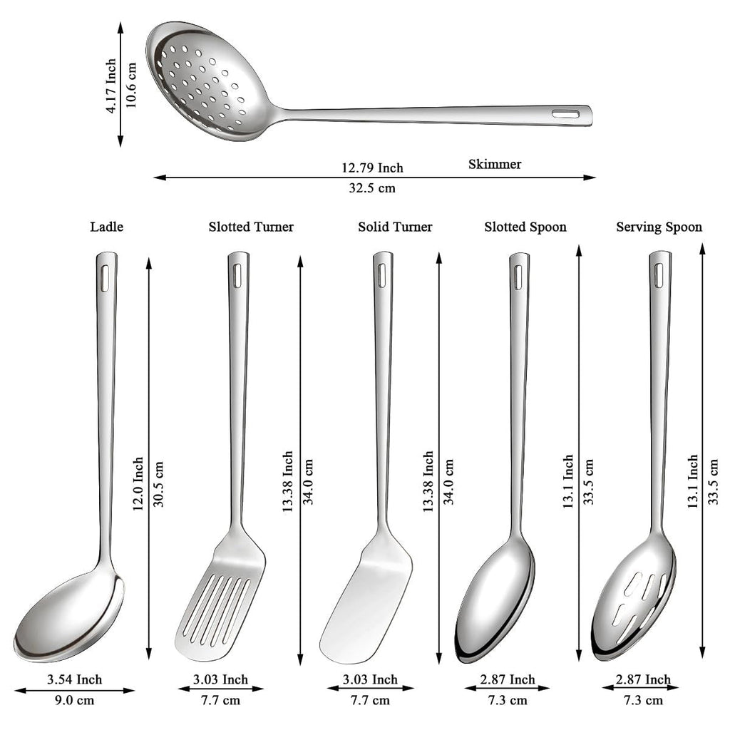 Kitchen Utensils Set 6pcs, Stainless Steel Cooking Utensils Set