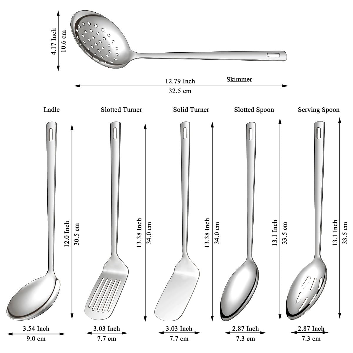 Kitchen Utensils Set 6pcs, Stainless Steel Cooking Utensils Set